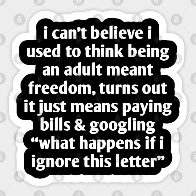 Funny Adulting Quote T-Shirt | Paying Bills Humor Sticker by Stylish Shirt